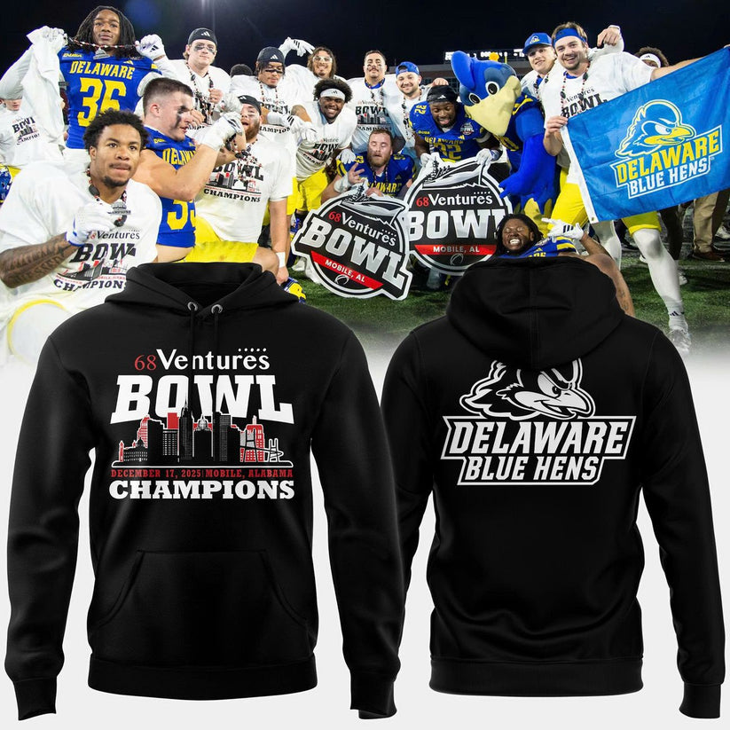 Unisex Black Delaware Football 68 Ventures Bowl Bowl Champions Hoodie
