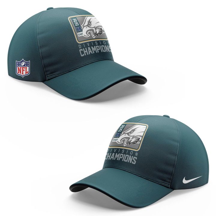 Midnight Green Philadelphia Eagles 2025 NFC East Division Champions Locker Room Trophy Collection T-shirt