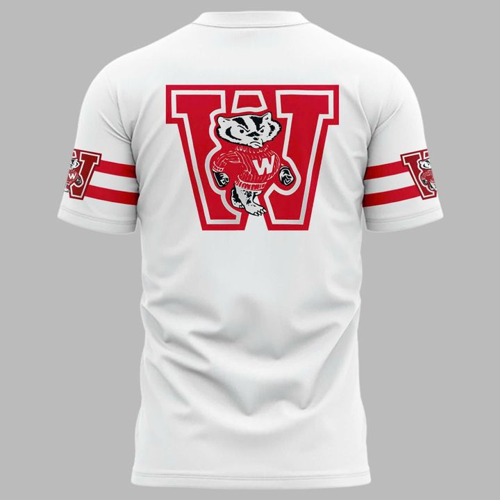 White Wisconsin Badgers Retro Uniform T-Shirt - Limited Edition