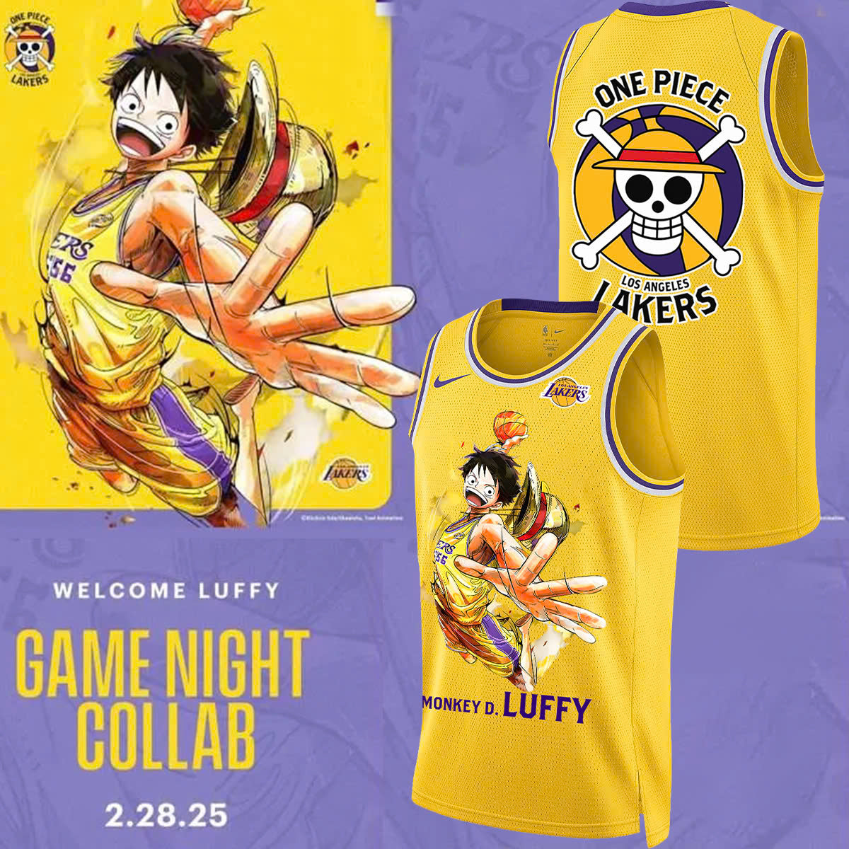 LA Lakers vs OnePiece Luffy Jersey