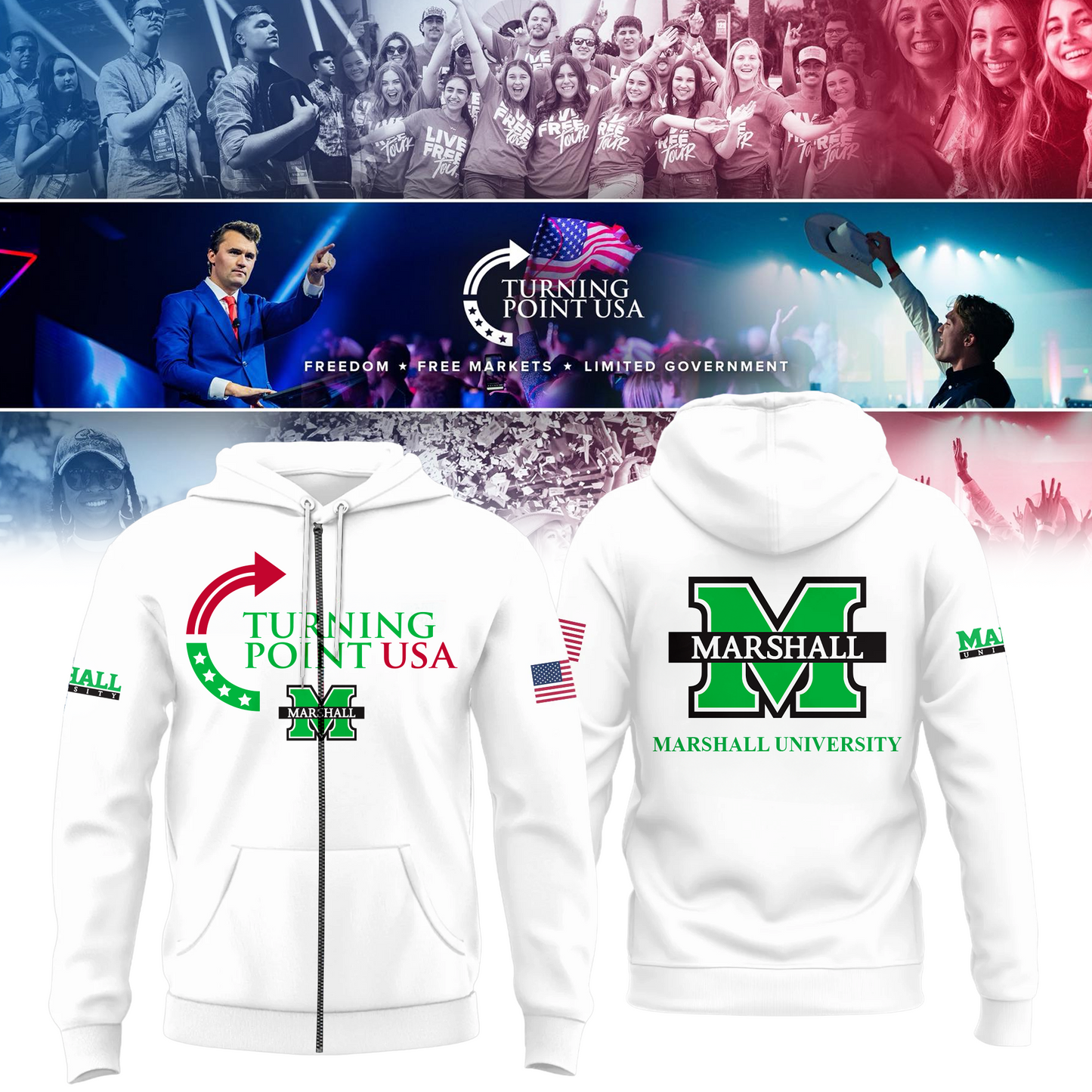 Marshall University Freedom Zip Hoodie