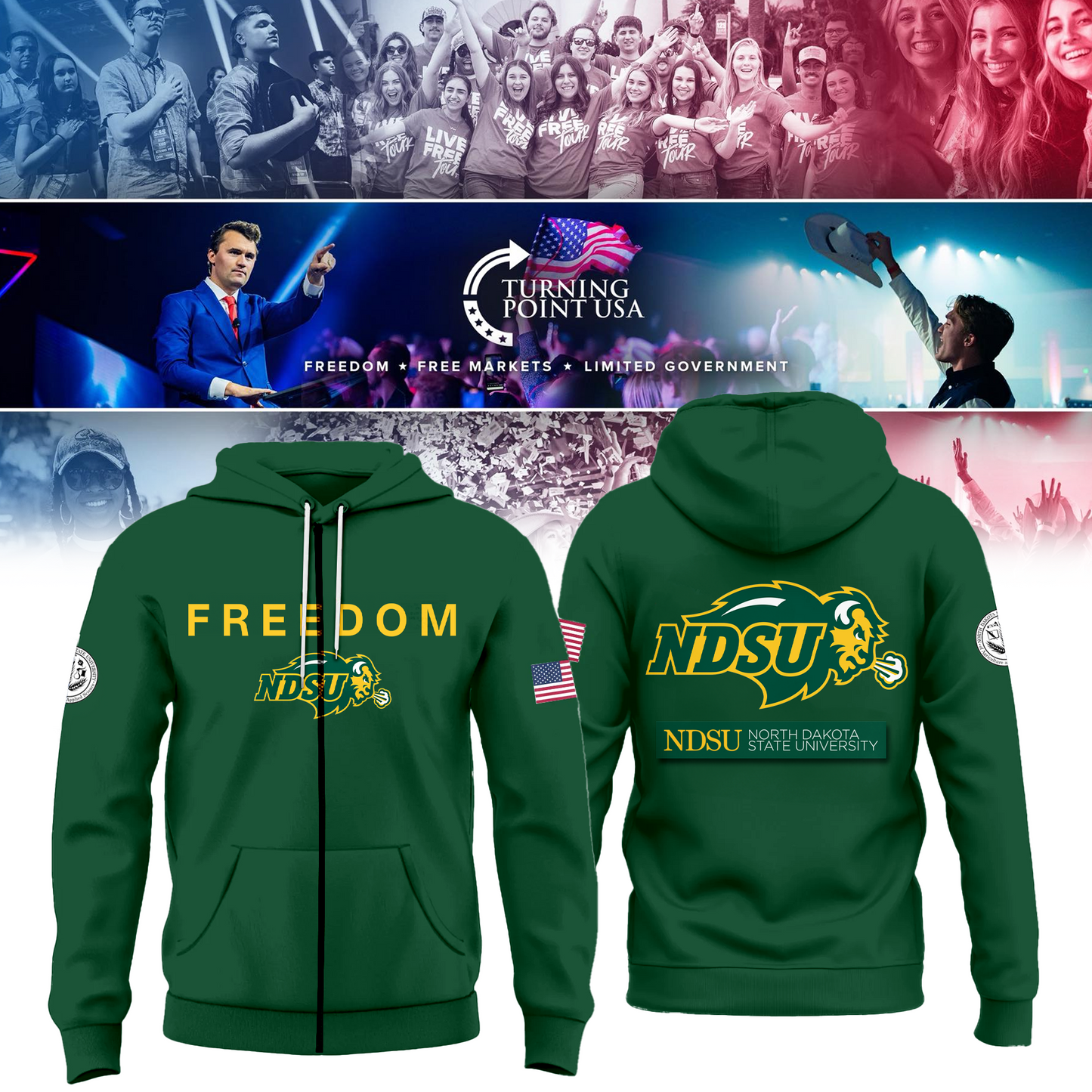 North Dakota State University Freedom Zip Hoodie