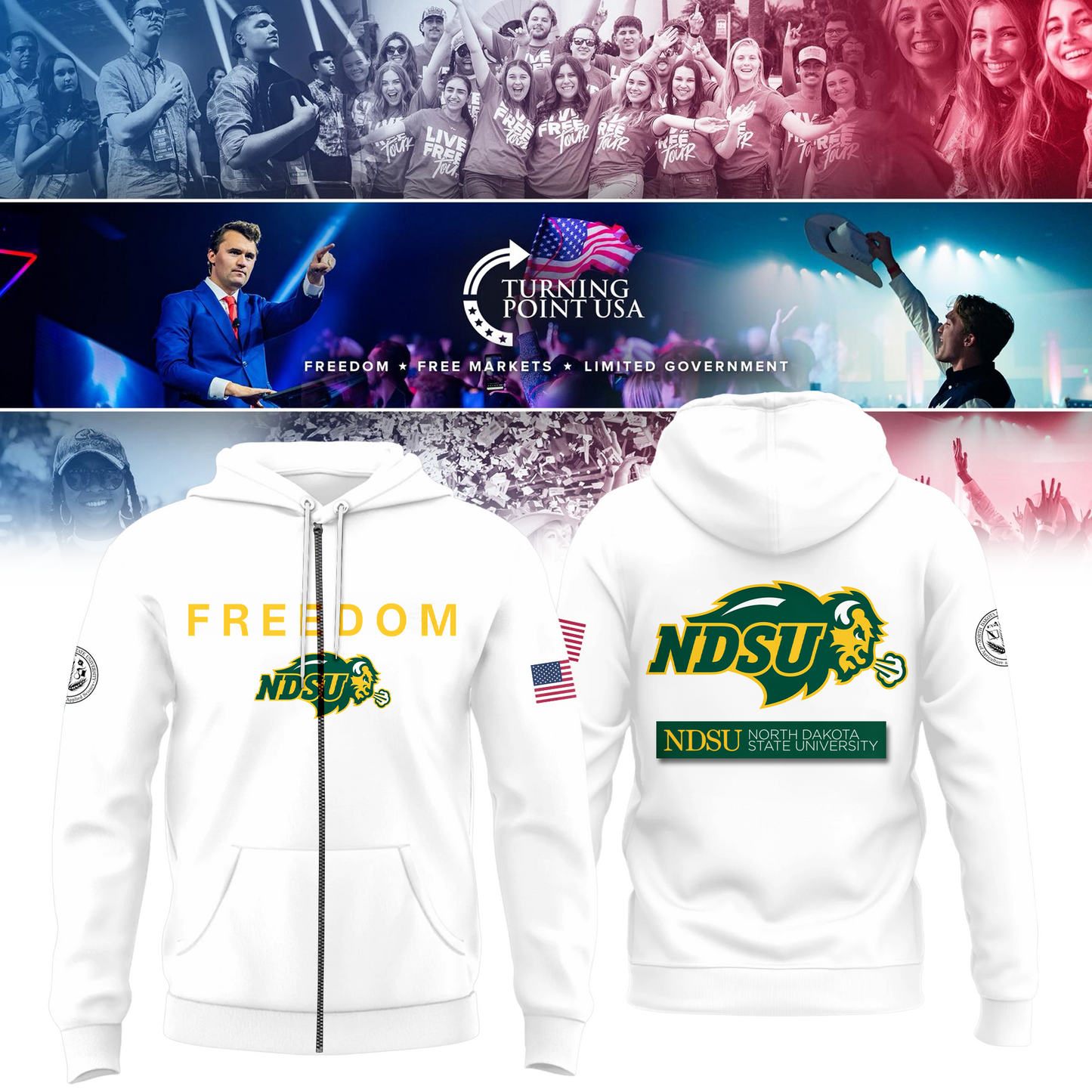 North Dakota State University Freedom Zip Hoodie