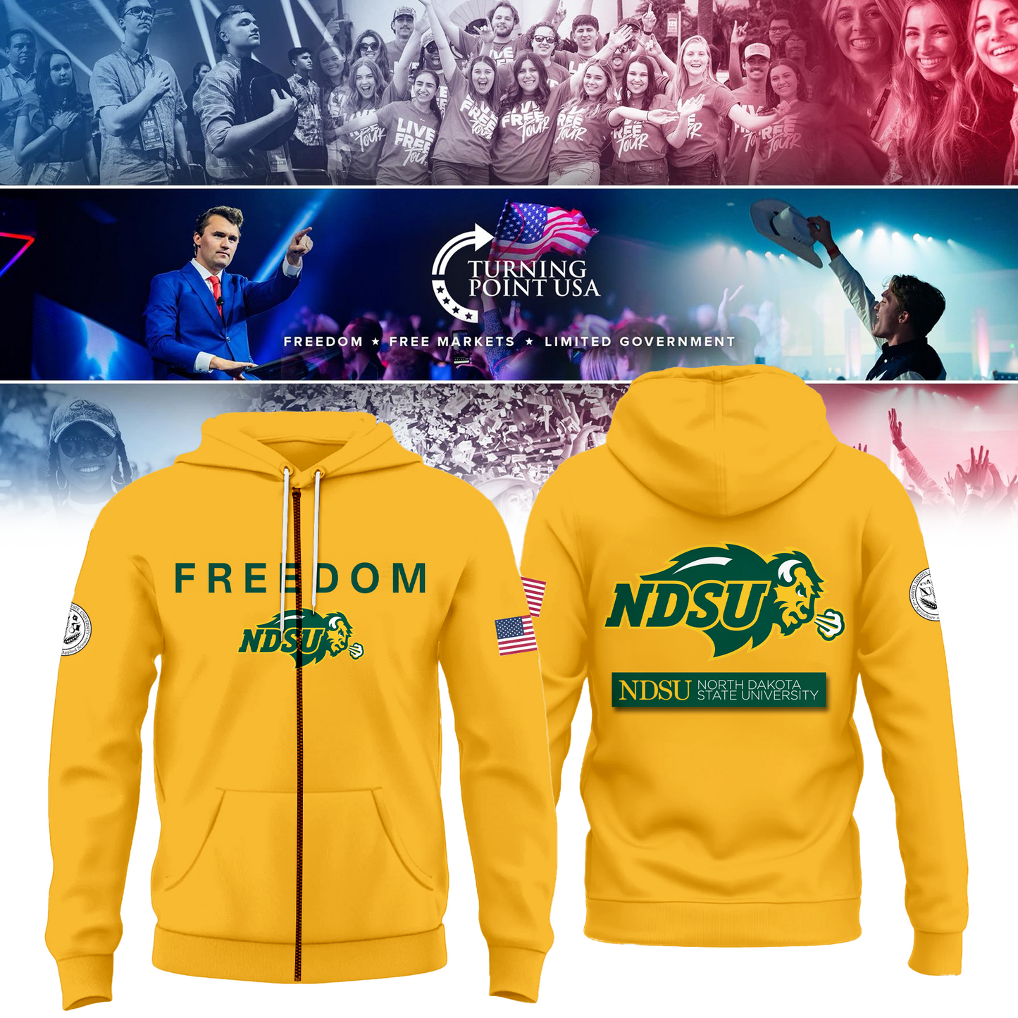 North Dakota State University Freedom Zip Hoodie