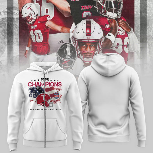 Troy University Football 2025 IS4S SALUTE TO VETERANS BOWL Champions Zip Hoodie