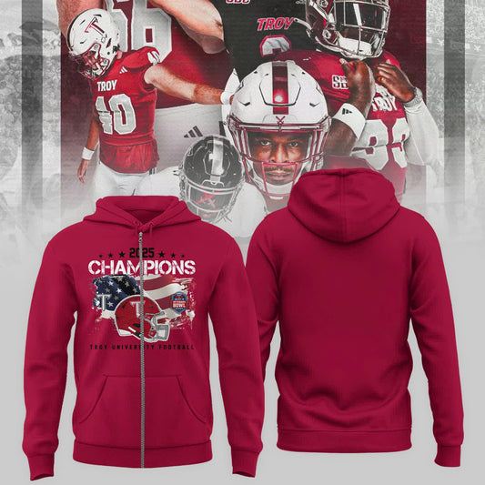 Troy University Football 2025 IS4S SALUTE TO VETERANS BOWL Champions Zip Hoodie