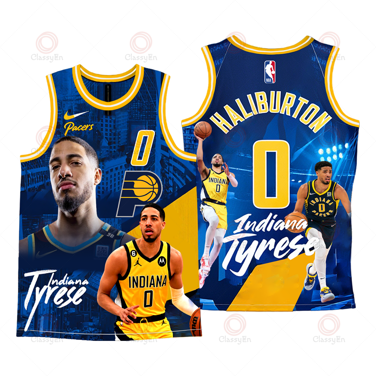 Indiana Pacers Basketball Tyrese Haliburton #0 Pacers Team 3D Basketball Jersey