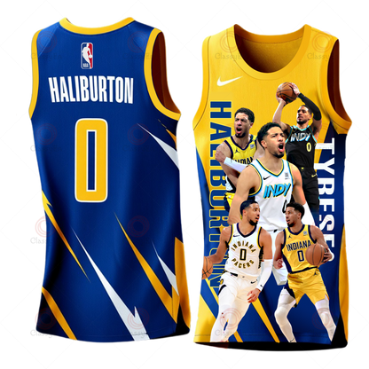 Indiana Pacers Tyrese Haliburton Indiana Basketball 3D Basketball Jersey