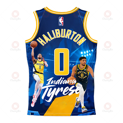 Indiana Pacers Basketball Tyrese Haliburton Pacers Team 3D Basketball Jersey