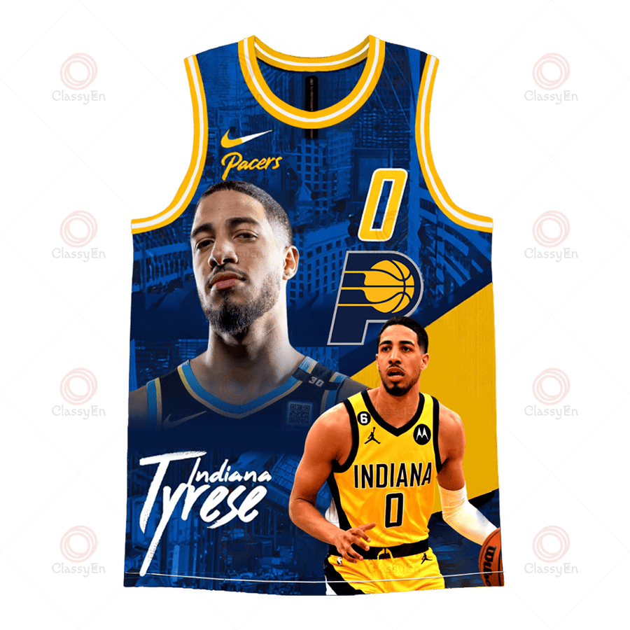 Indiana Pacers Basketball Tyrese Haliburton #0 Pacers Team 3D Basketball Jersey