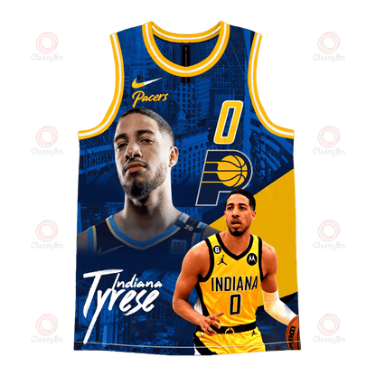 Indiana Pacers Basketball Tyrese Haliburton #0 Pacers Team 3D Basketball Jersey