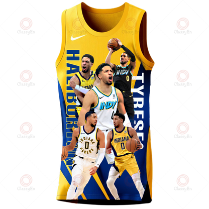 Indiana Pacers Tyrese Haliburton #0 Indiana Basketball 3D Basketball Jersey
