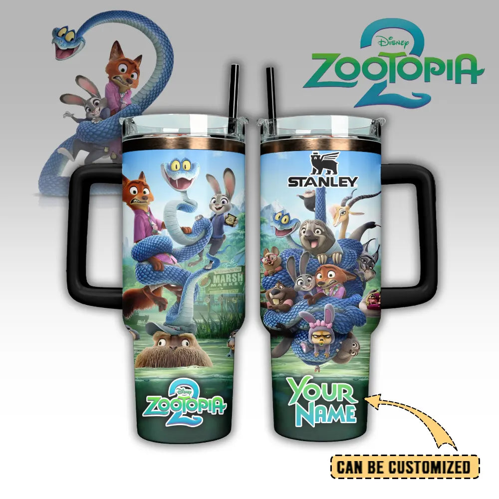 Mistmerch Zootopia 2 Custom Stanley Quencher 40oz Stainless Steel Tumbler With Handle