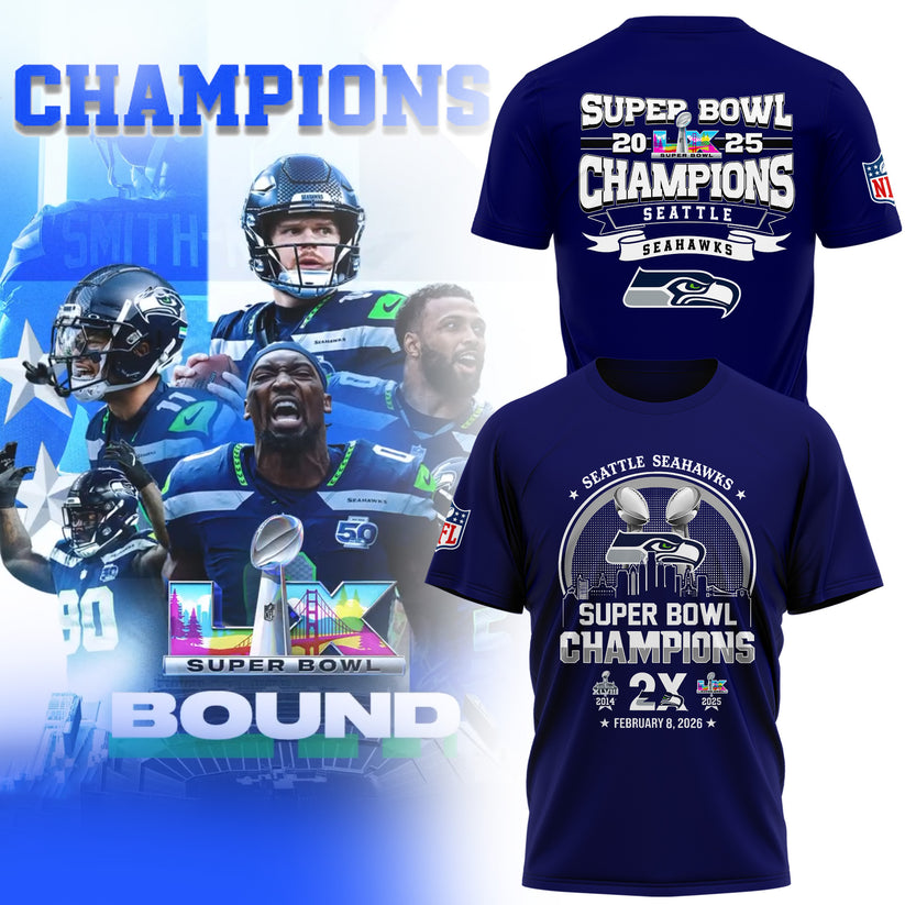 Seattle Seahawks– Super Bowl LX 2025 Champions T-Shirt