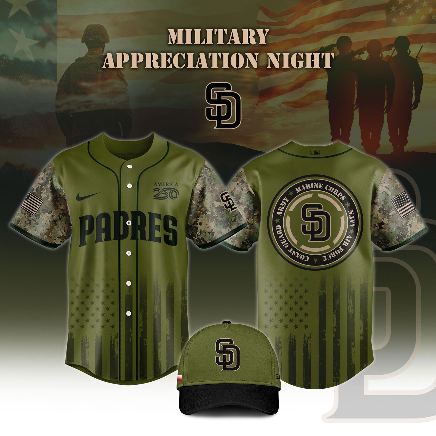 .Baseball x Military Appreciation 250 America Jersey Limited Edition 2026 V1