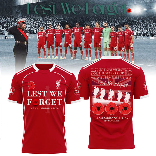 🌺 Liverpool FC 🌺 Lest We Forget 2025 Limited Edition Combo TShirt