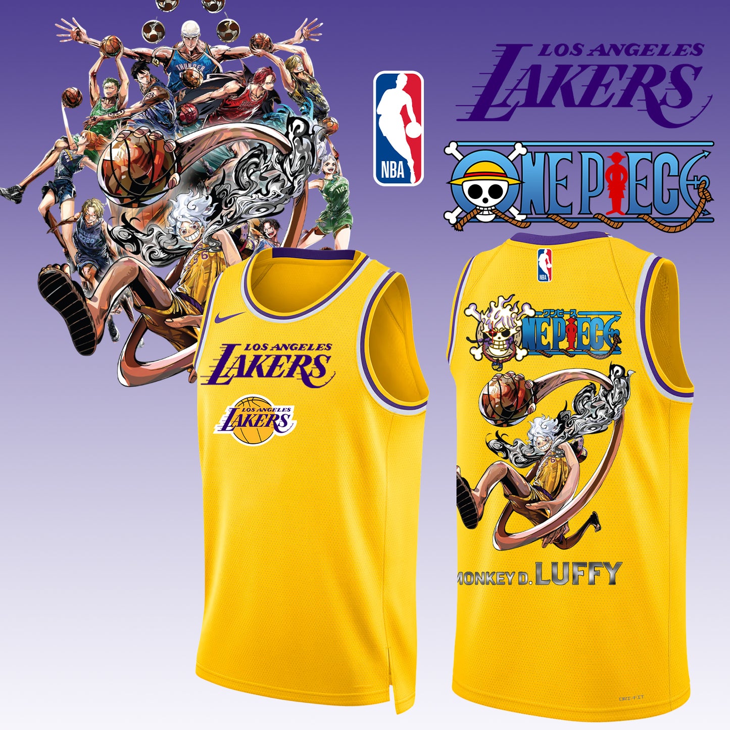 _,,,ONE PIECE × NBA Los Angeles Lakers 2025 Jersey
