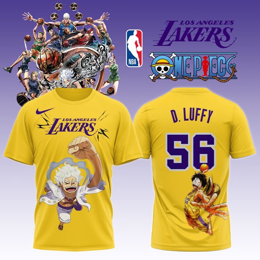 ,ONE PIECE × NBA Los Angeles Lakers 2025 TShirt 1