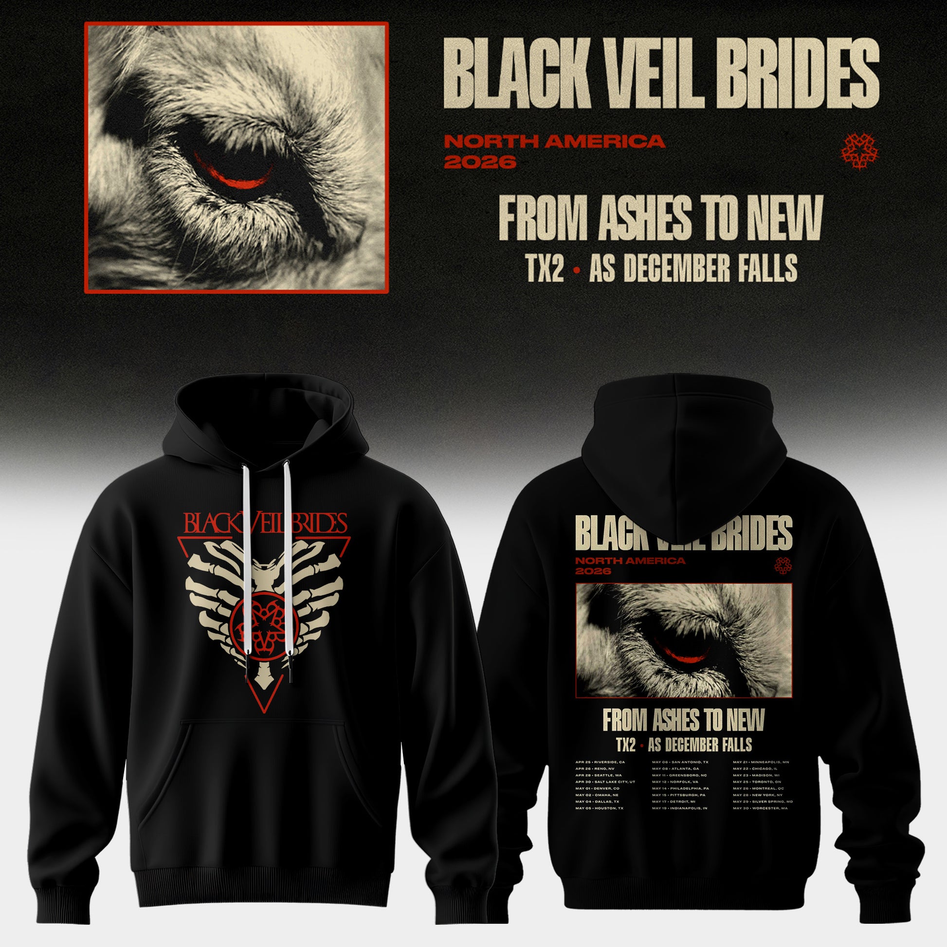 Black Veil Brides – From Ashes To New Tour (North America 2026) Limited Hoodie