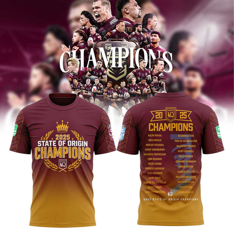 Limited Edition Q.Maroons 2025 State of Origin Champions Shirt