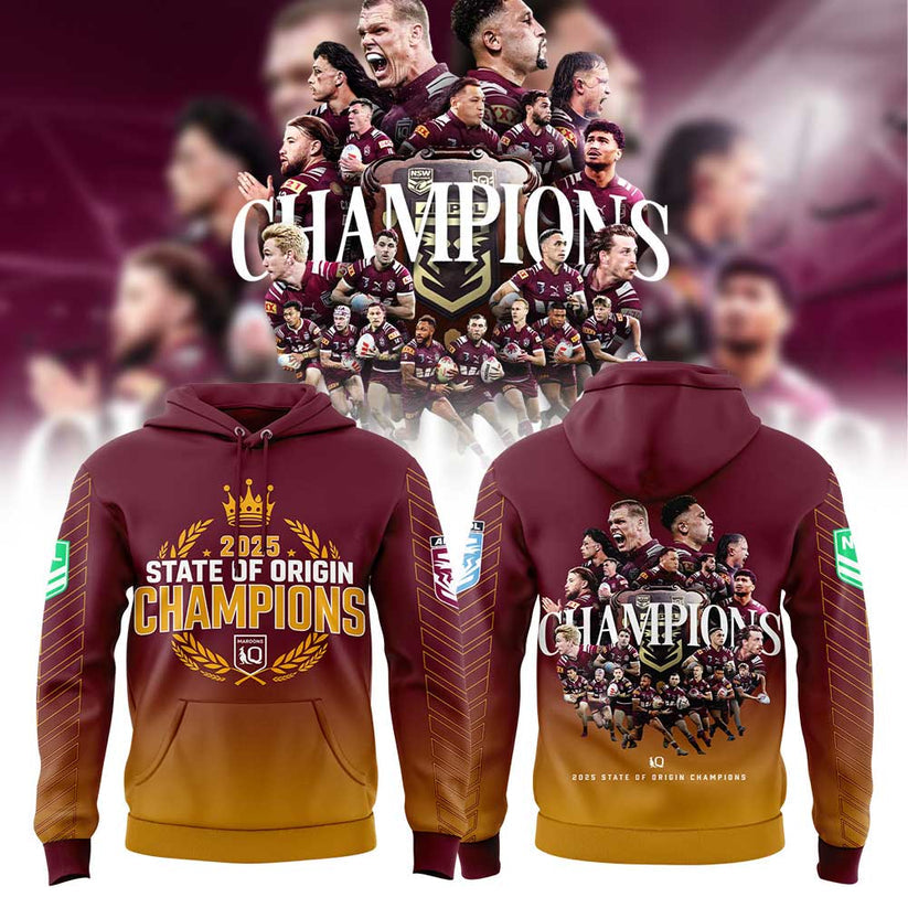 Limited Edition Q.Maroons 2025 State of Origin Champions Hoodie