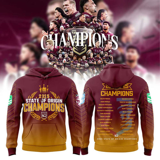 Limited Edition Q.Maroons 2025 State of Origin Champions Hoodie