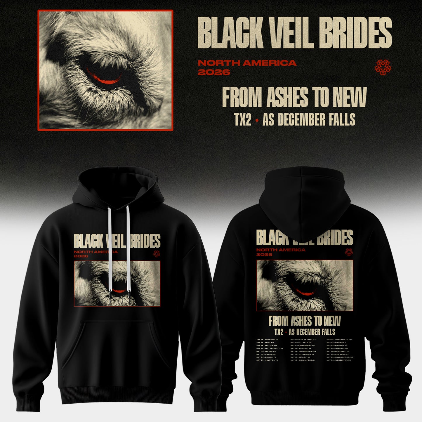 Black Veil Brides – From Ashes To New Tour (North America 2026) Limited Hoodie