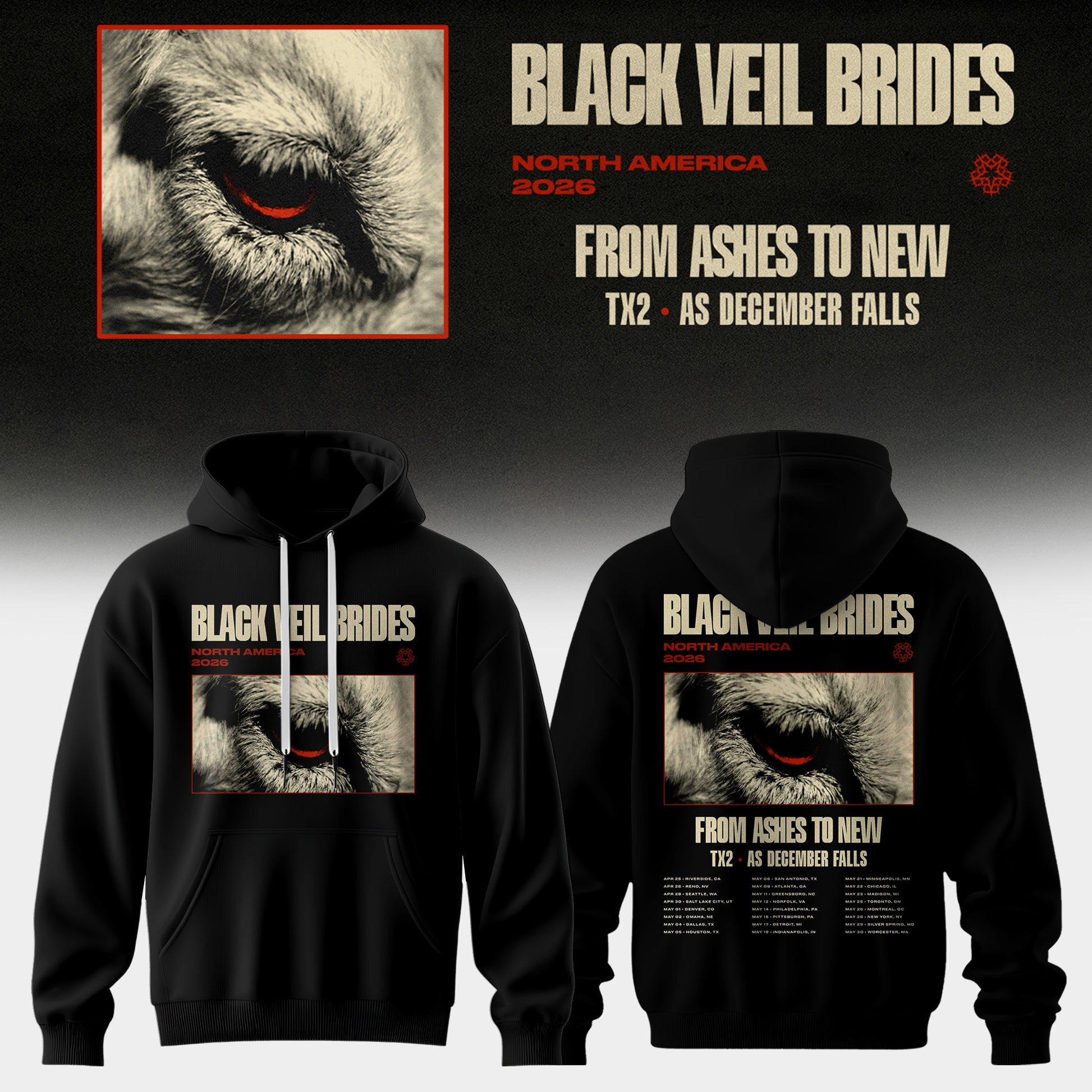 Black Veil Brides – From Ashes To New Tour (North America 2026) Limited Hoodie