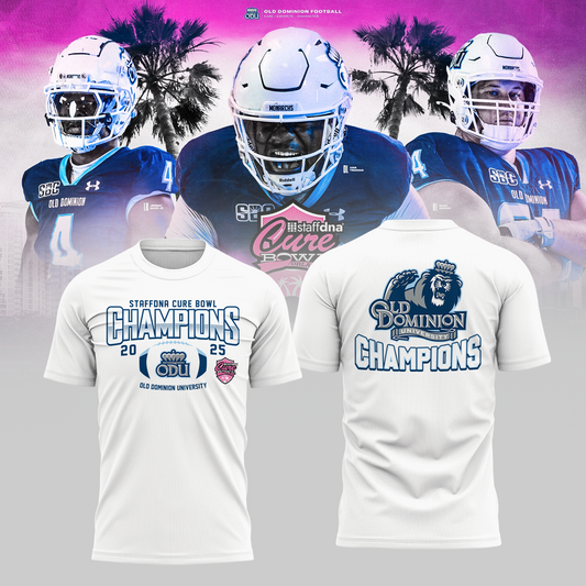 Old Dominion University 2025 STAFFDNA CURE BOWL Champions TShirt