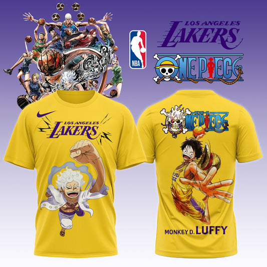 ,ONE PIECE × NBA Los Angeles Lakers 2025 TShirt 1