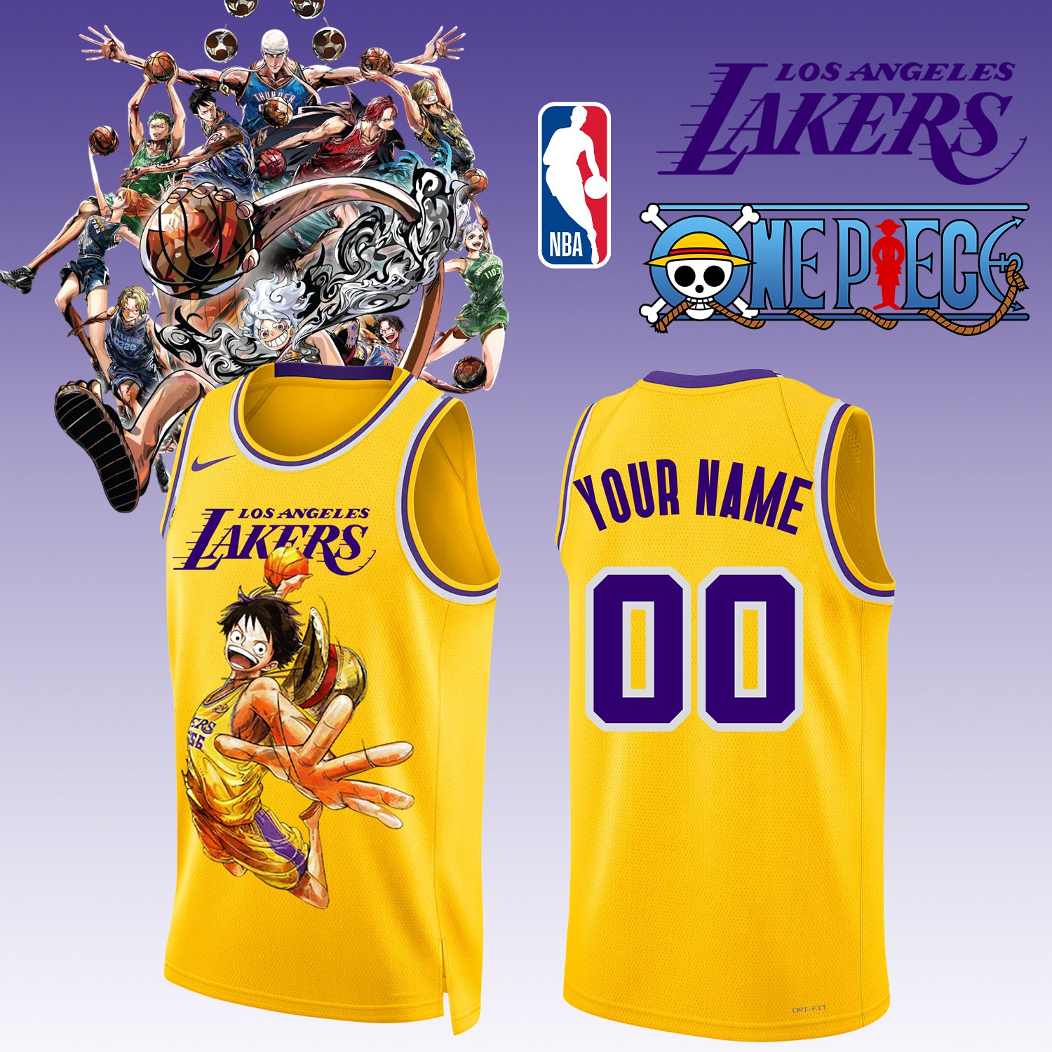 _,,ONE PIECE × NBA Los Angeles Lakers 2025 Jersey ( Custom Name &amp; Number ) 3