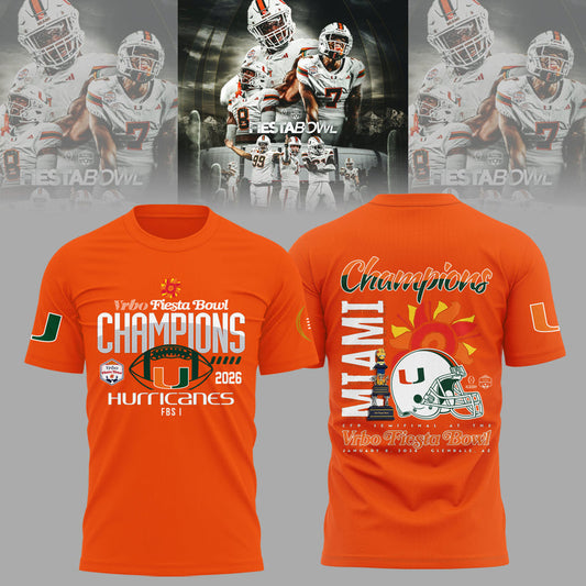 Miami Hurricanes College Football Playoff 2025 Fiesta Bowl Champions Combo T-Shirt