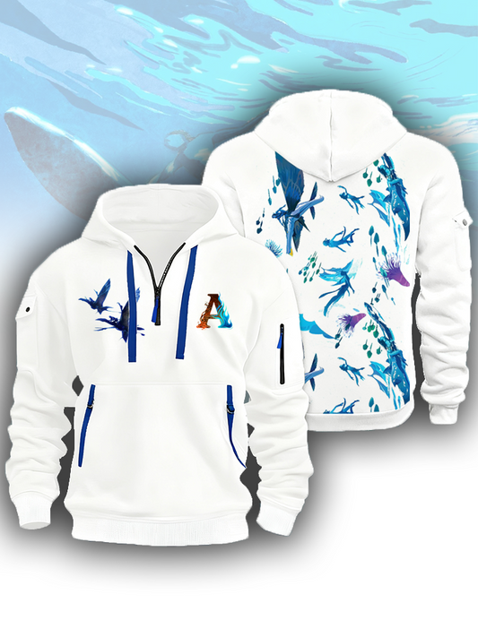 Underwater Creatures Movie Print Unisex Zip-Up Hooded Sweatshirt