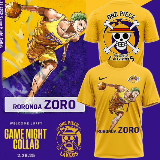 LA Lakers vs OnePiece ZORO TShirt