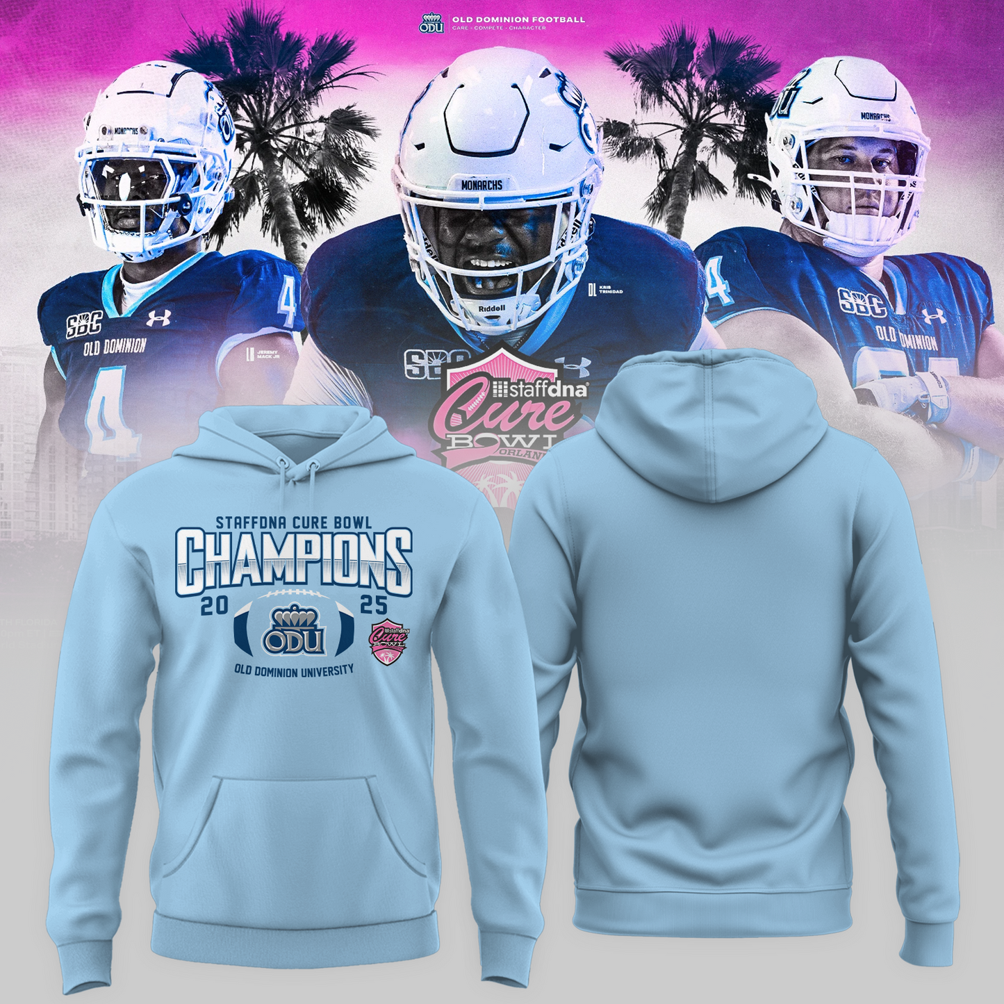 Old Dominion University 2025 STAFFDNA CURE BOWL Champions Hoodie