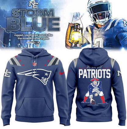 NE Patriots 2025 Rivalries Nor’Easter Storm Blue Hoodie