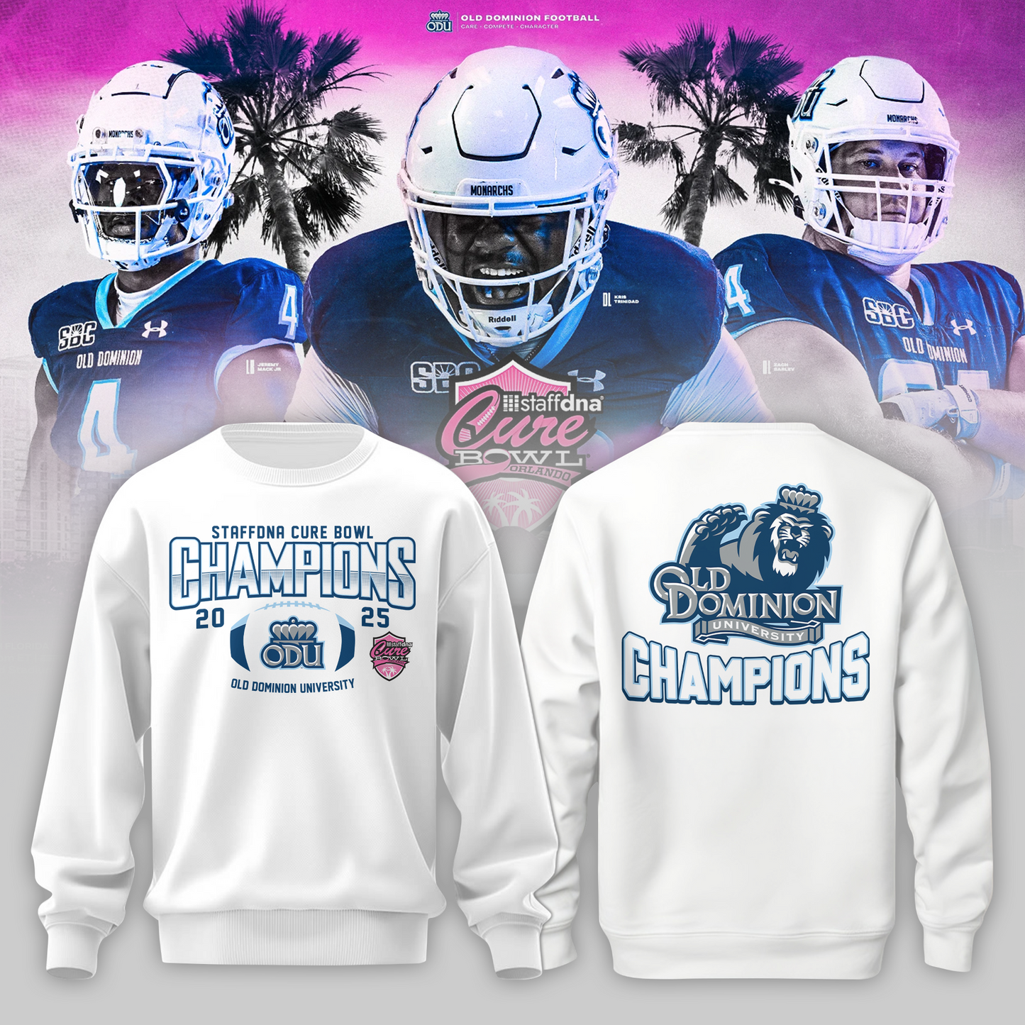 Old Dominion University 2025 STAFFDNA CURE BOWL Champions Sweater