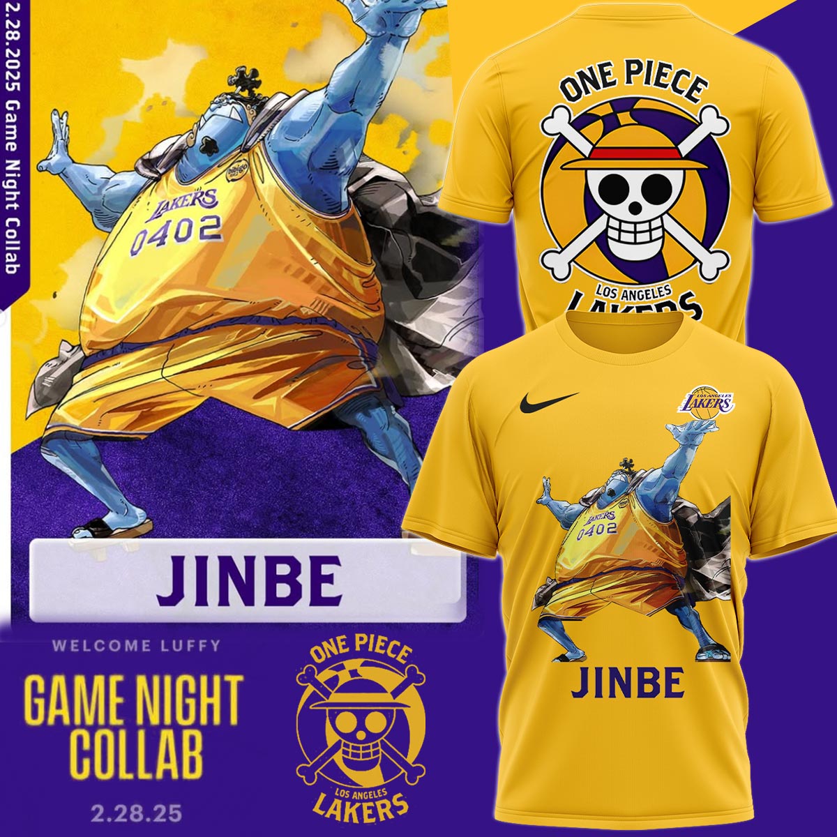 LA Lakers vs OnePiece JINBE TShirt