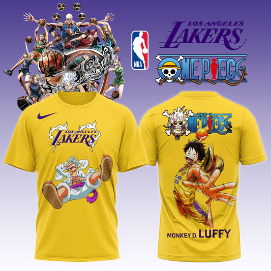 ,,ONE PIECE × NBA Los Angeles Lakers 2025 TShirt 2