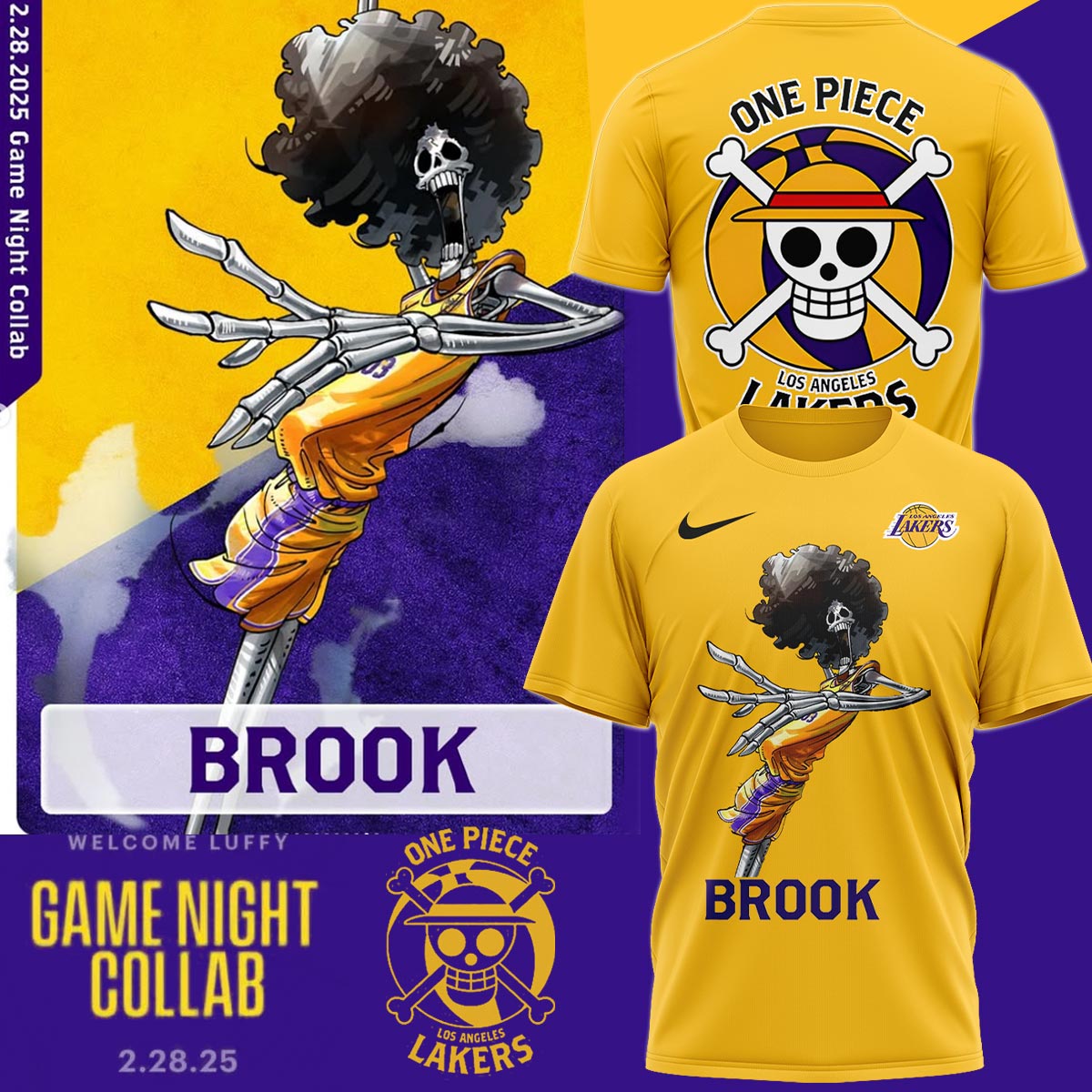 LA Lakers vs OnePiece BROOK TShirt