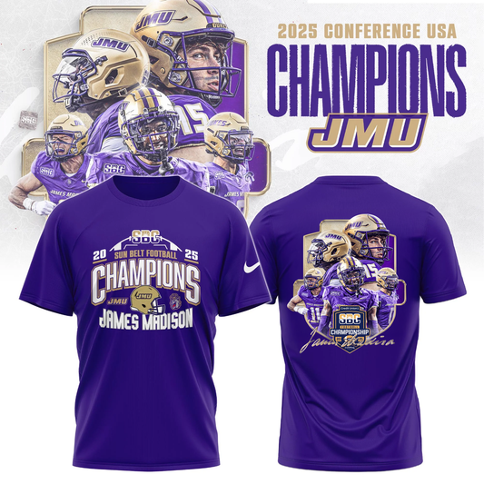 .JMU 2025 Sun Belt Football Conference Champions T-Shirt Limited Edition