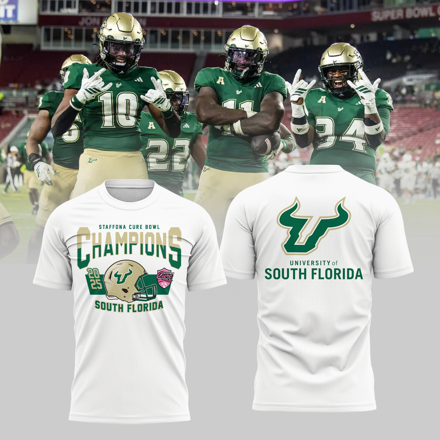 SOUTH FLORIDA 2025 STAFFDNA CURE BOWL Champions TShirt