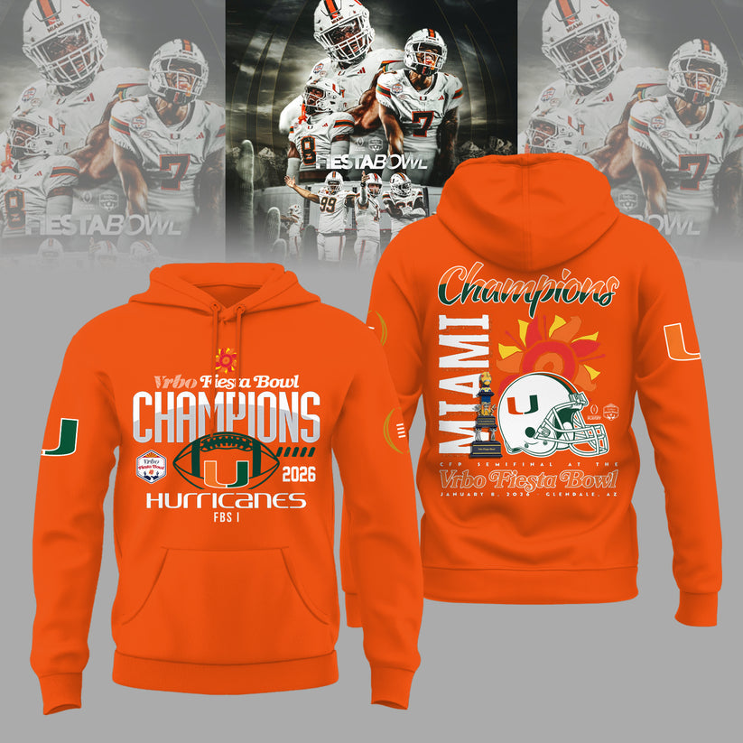 Miami Hurricanes College Football Playoff 2025 Fiesta Bowl Champions Combo Hoodie