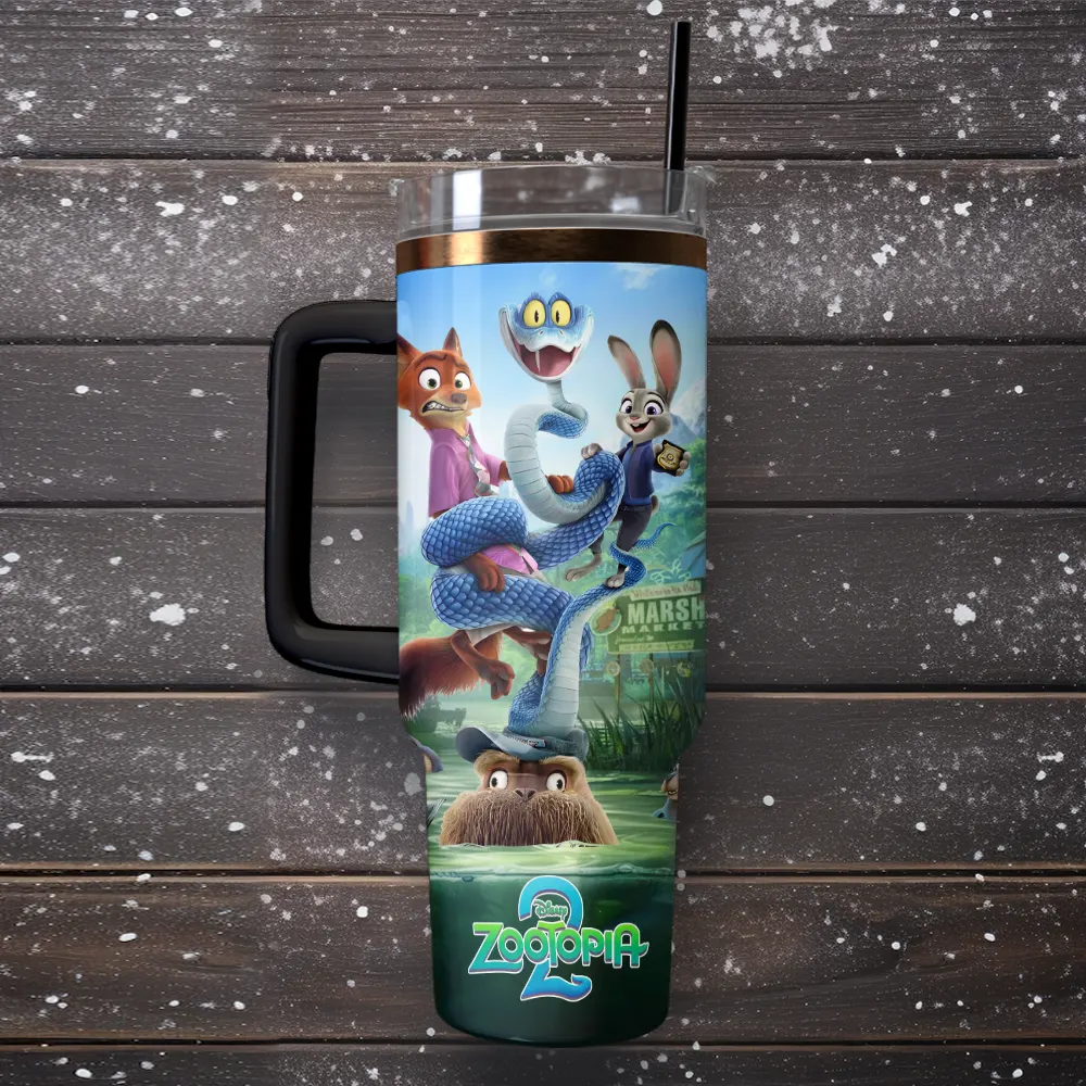 Mistmerch Zootopia 2 Custom Stanley Quencher 40oz Stainless Steel Tumbler With Handle