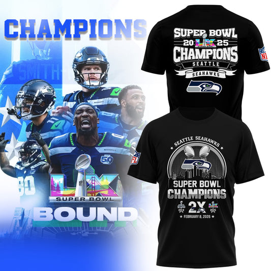 Seattle Seahawks– Super Bowl LX 2025 Champions T-Shirt