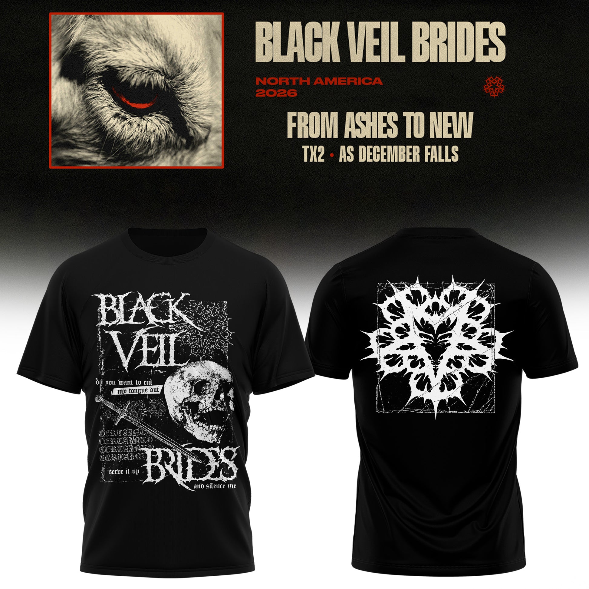 Black Veil Brides – From Ashes To New Tour (North America 2026) Limited Tshirt