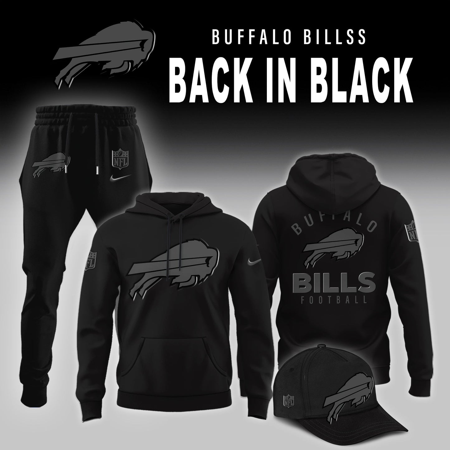 Buffalo Bills 2025 Back In Black Limited Edition Combo Hoodie