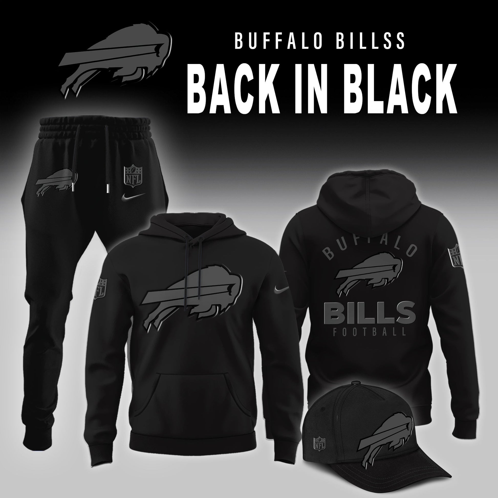 Buffalo Bills 2025 Back In Black Limited Edition Combo Hoodie