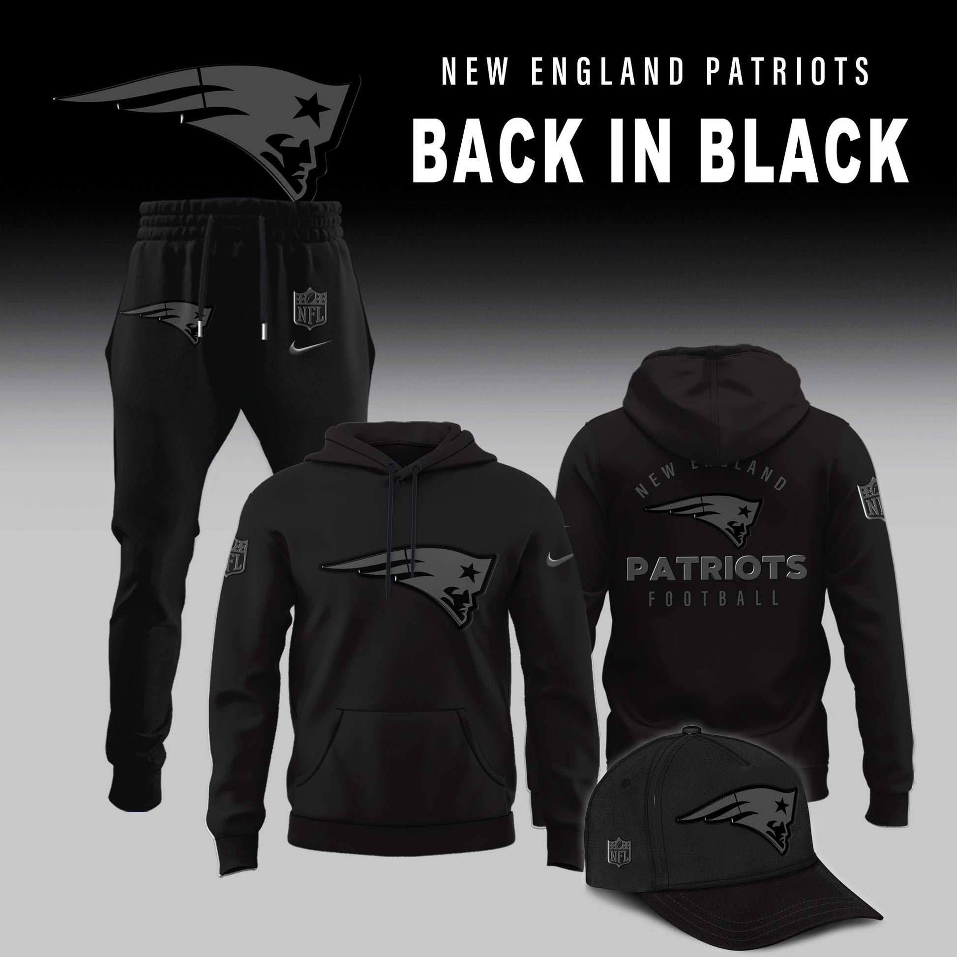 New England Patriots 2025 Back In Black Limited Edition Combo Hoodie