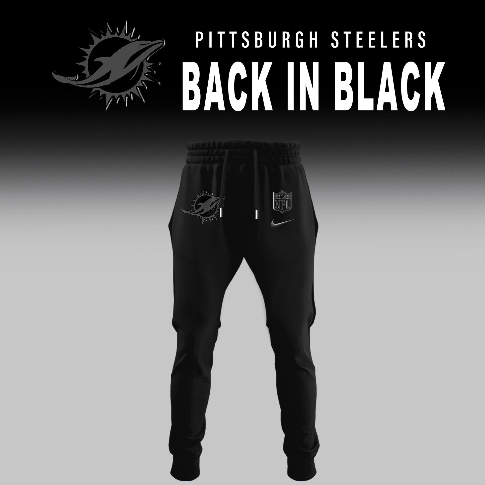 Miami Dolphins Back In Black Half Zip Hoodie